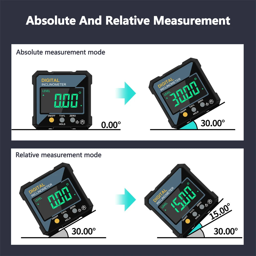 Woodworking Tools 4-sided Magnetic Dual Laser Inclinometer Digital Angle Measuring Instrument with Tilt Measurement Laser Level - Shoppiline