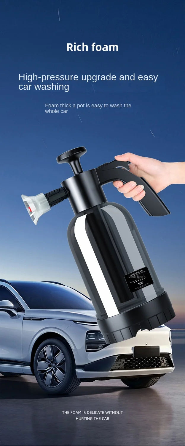 2L Handschaum-Sprühgerät mit 3 Düsentypen, handpneumatische Schaumkanone, Schneeschaum-Autwaschsprühflasche, Autofensterreinigung