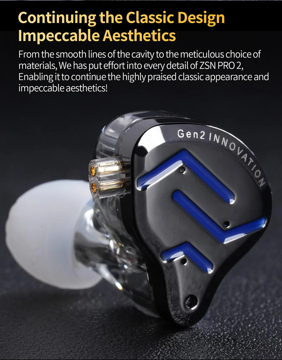 Écouteurs intra-auriculaires hybrides KZ ZSN Pro 2 1BA+1DD en métal HIFI Bass Casque de surveillance Écouteurs de sport à réduction de bruit