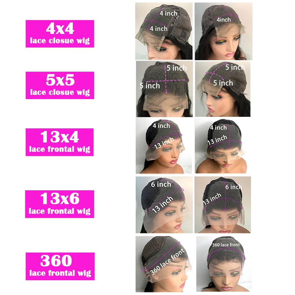 250 Density Body Wave Lace Front Wig 13x4 13x6 40 Inch 5x5 Lace Closure Wig Gluless Transparent Human Hair Lace Frontal Wig Sale