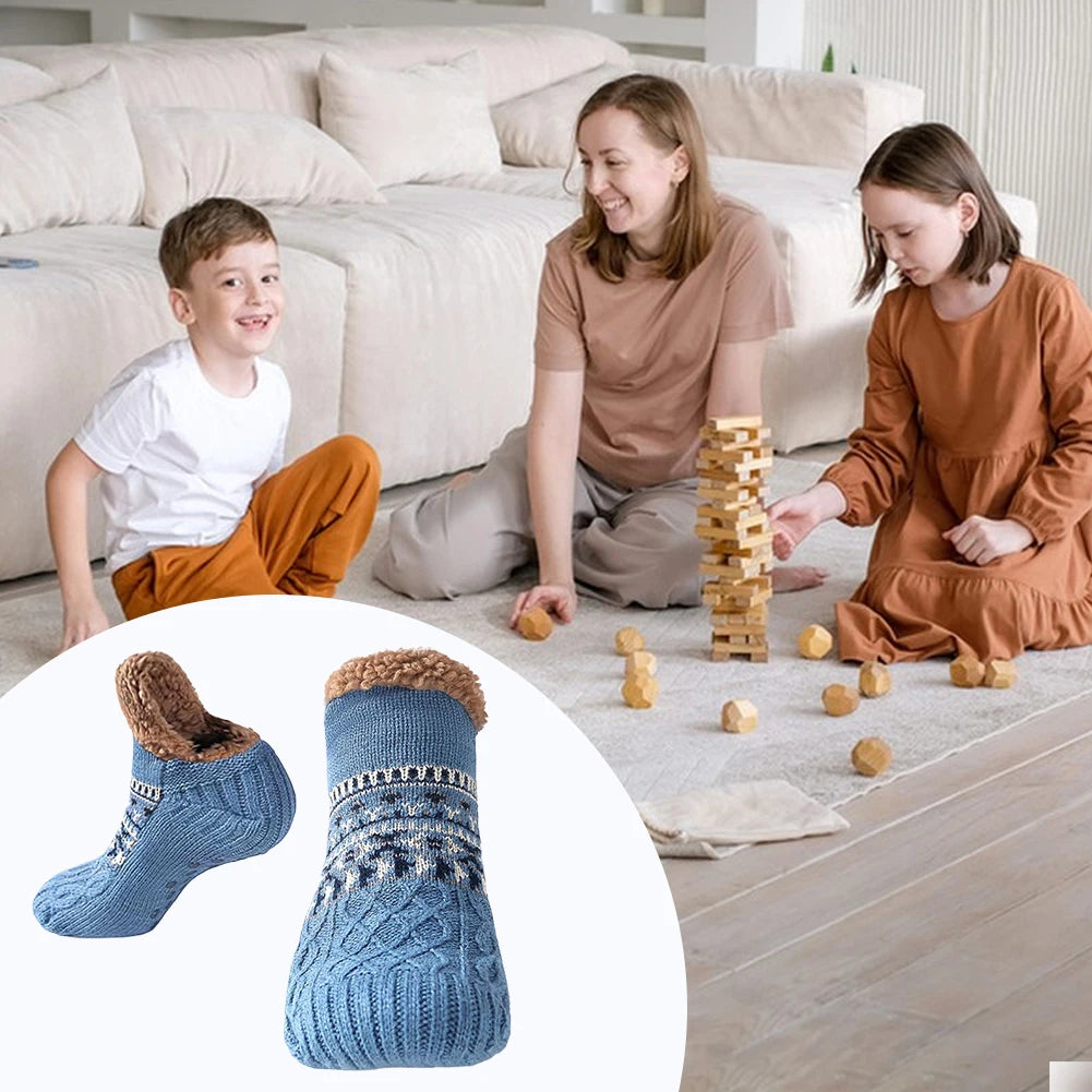Herren Damen Winter Indoor Hausschuhe Socken Rutschfeste Dicke Thermosocken Warme Thermosocken Weich für Weihnachten