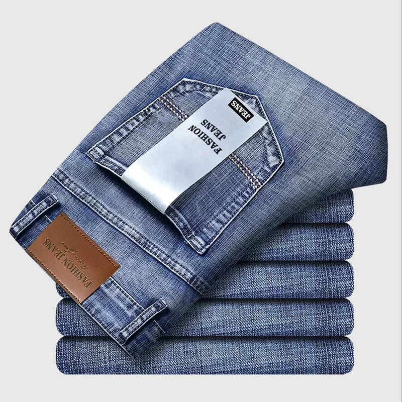 2026 New Style Business Men's Jeans Casual Straight Stretch Fashion Classic Blue Black Work Pant Denim Trousers Male Clothing