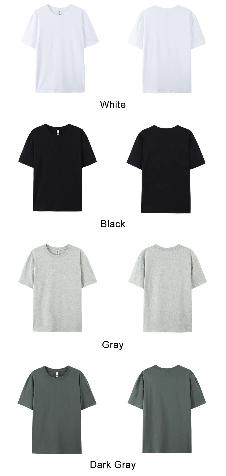 100% Cotton Solid Tshirts Men Woman Short Sleeve Fashion Brand Trend Casual Soft Clothing Tees Customized Products Summer Tops