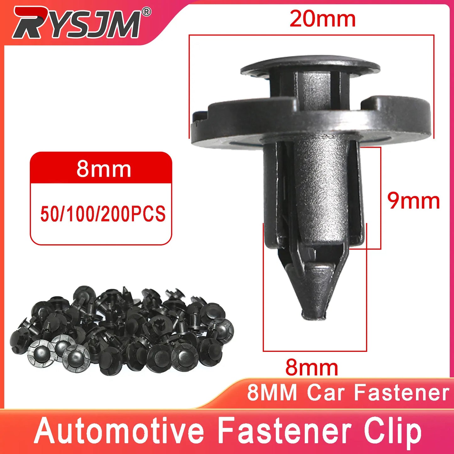 50/100/200PCS Auto Bumper Clips Fender Push 8mm Rivet Retainer Plastic Car Fastener Clip Universal Car Rivet Fasteners