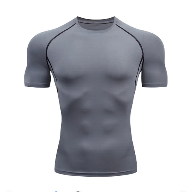 2025 Compressed T-shirt Men's sportswear Running T-shirt Elastic Quick-drying Exercise T-shirt for men exercising in the gym