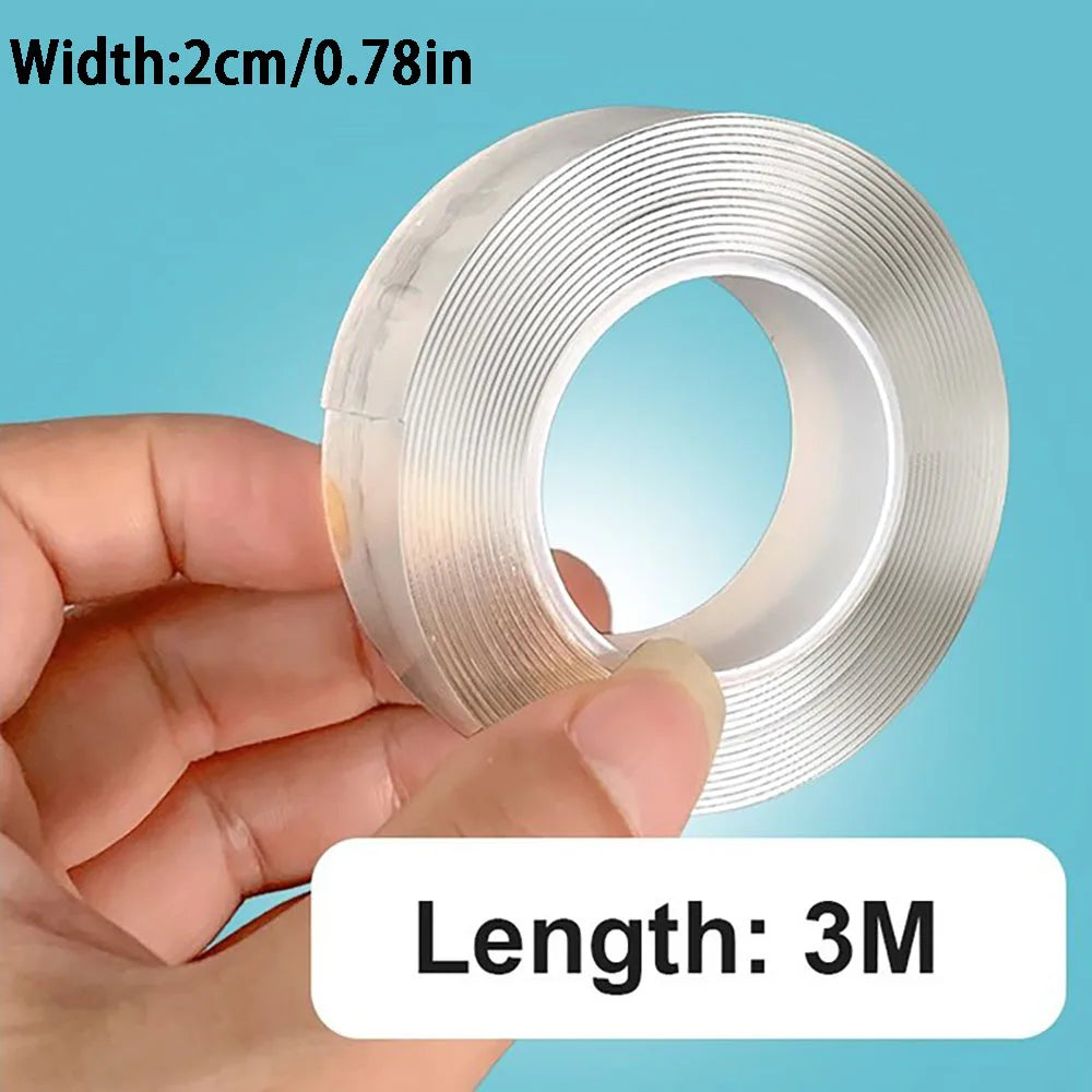 1/3/5m Ultra-Strong Double-Sided Adhesive Tape Versatile Reusable Waterproof Tracsless Tape Two-Sided Nano Tape Super Power Tape