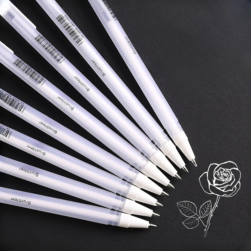 5x weiße Gelly Roll Gelstifte 0,8 mm Textmarker Kunstzeichnung Malstift Journaling weiße Tinte Linienstifte Schulbedarf