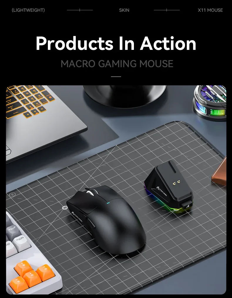 Attack Shark X11 Wireless Bluetooth Triple Mode Mouse Touch Screen Magnetic Charging Dock Ultra Light Macro Gaming Mouse