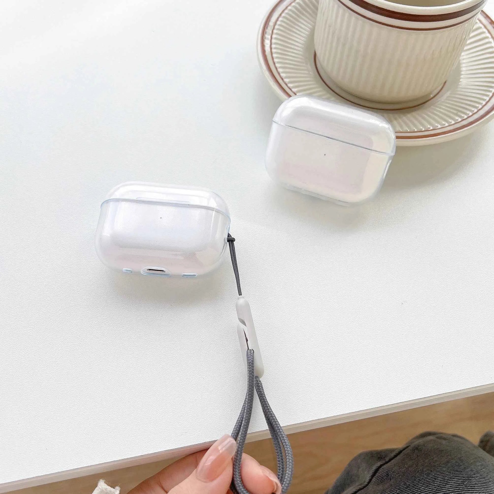Clear Soft TPU Earphone Case for Airpods 4 3 2 1 Pro Pro2 Pro 3 Shockproof with Lanyard Strap for Airpods 4 Charging Case Cover