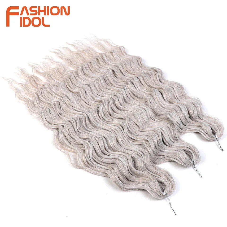 Anna Hair Extensions synthétiques de tresses Loose Deep Wave 24 pouces, cheveux tressés ondulés, cheveux bouclés torsadés au crochet Ombré Blond