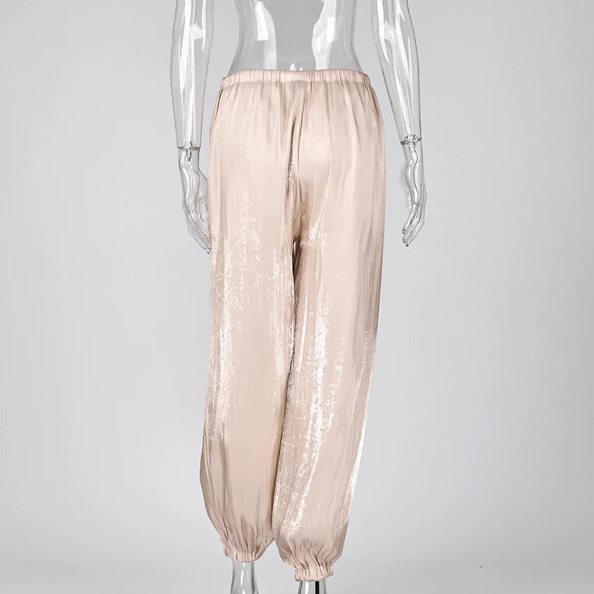 Linad Elegant Pink Crepe Loose Bloomers For Woman Street Chic Pleated Trousers Female Autumn Vintage High Waist Long Pants 2025