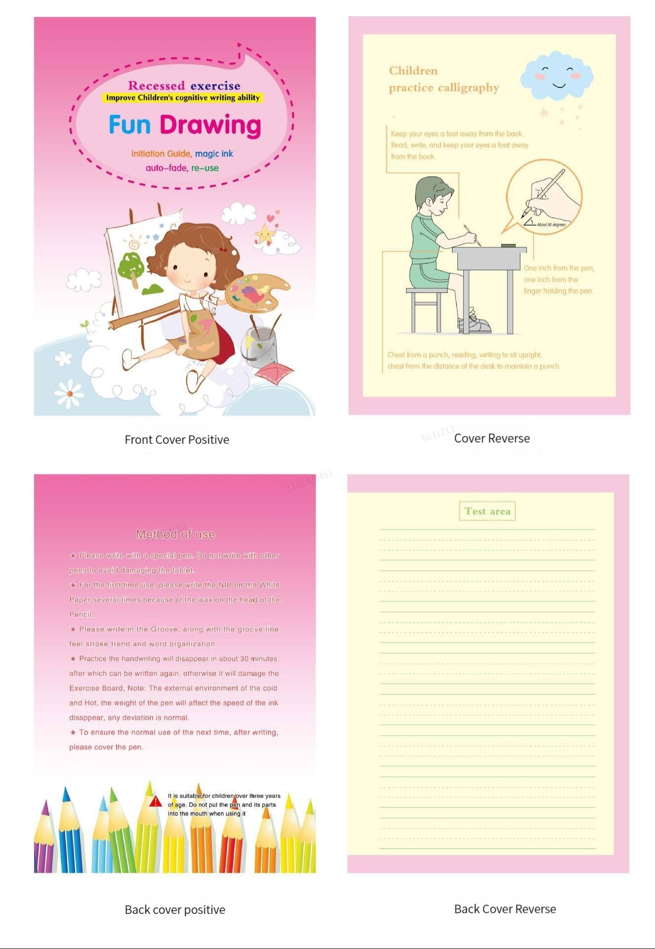 4 Bücher Englisch Übungsheft Zauberstift Nachfüllpackung Automatisch Verschwindende Tinte Kinder Schreibaufkleber Übung für Kinder Erleuchtungsgeschenk