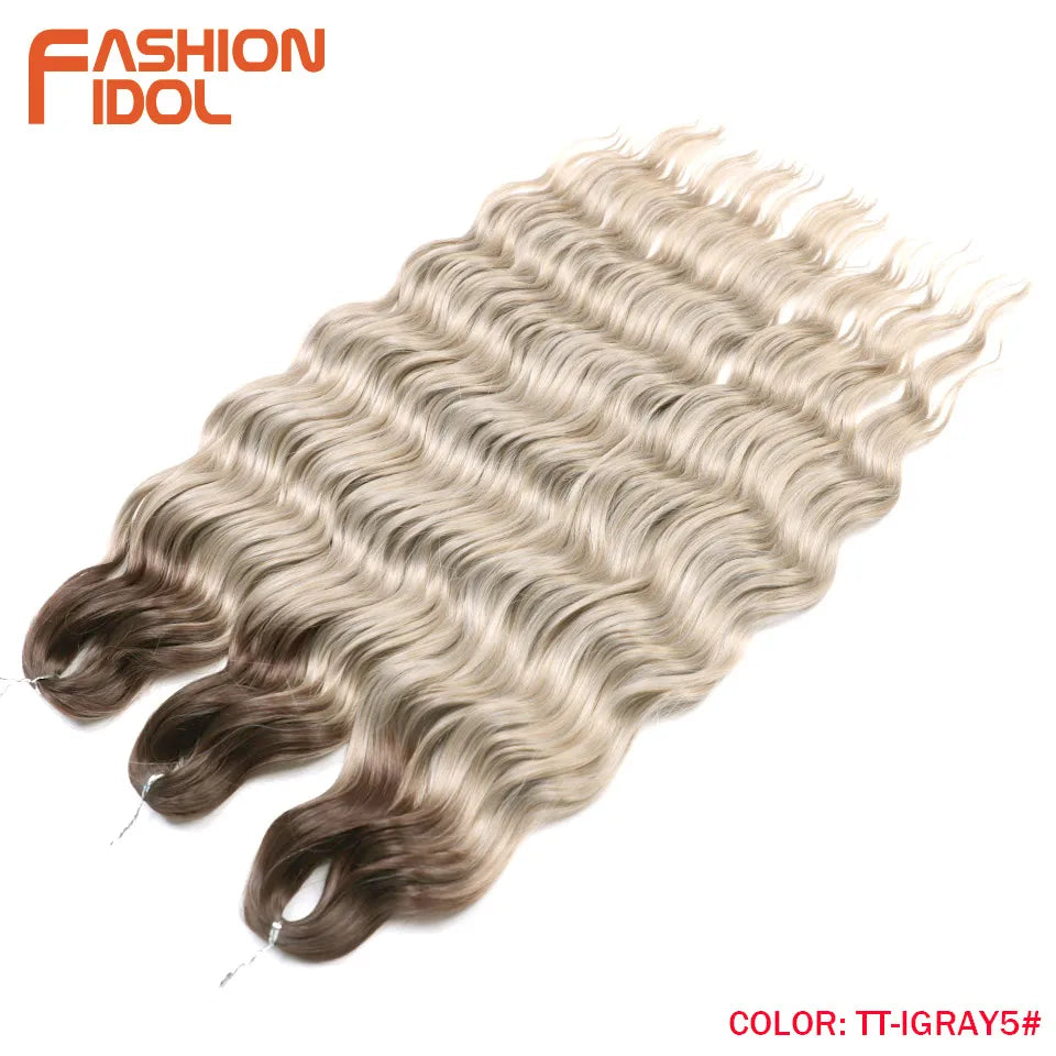 Anna Hair Extensions synthétiques de tresses Loose Deep Wave 24 pouces, cheveux tressés ondulés, cheveux bouclés torsadés au crochet Ombré Blond