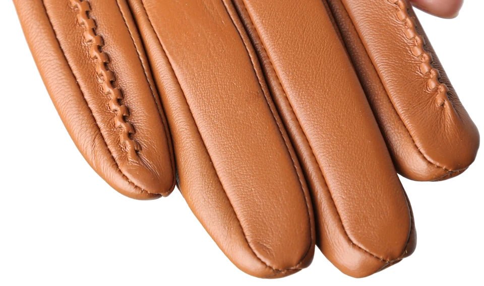 Women's sheepskin gloves winter warm plus velvet short thin touch screen driving color women's leather gloves good quality -2226