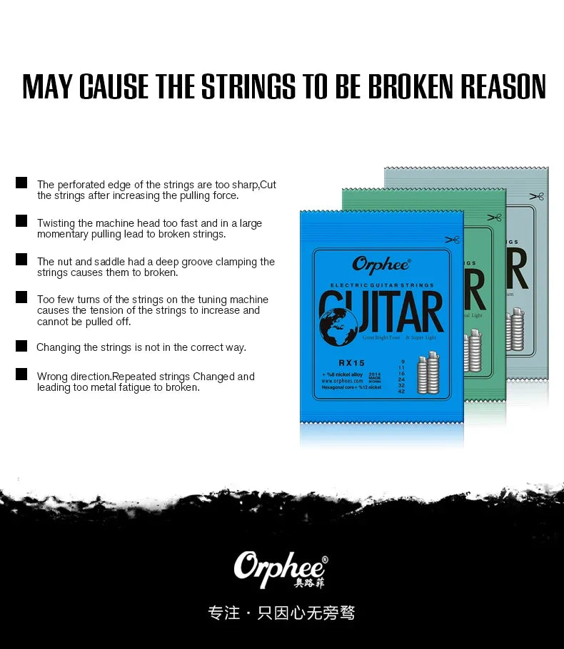 Orphee 1/5/10 Pcs Electric Guitar Strings Set RX Series Hexagonal Carbon Steel 6 String for Electric Guitar Accessories&Parts