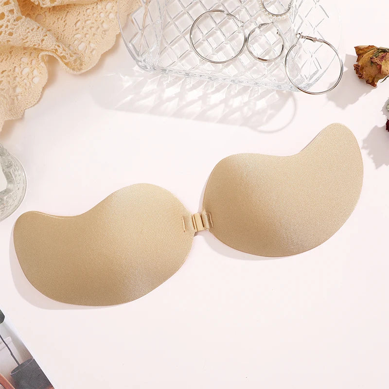 FINETOO 1-15PCS Women Invisible Nubra Breast Patch Tow-Color Hypoallergenic Mango Cup bra Silicone Non-Falling Off Thin