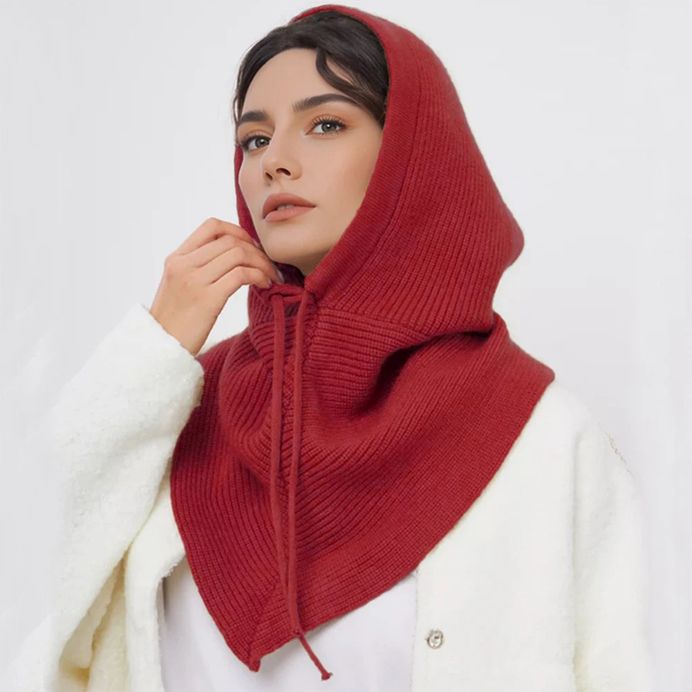 Cagoule d'hiver écharpe pour femme bonnet tricoté chaud extérieur chaud une pièce col pour filles bonnets