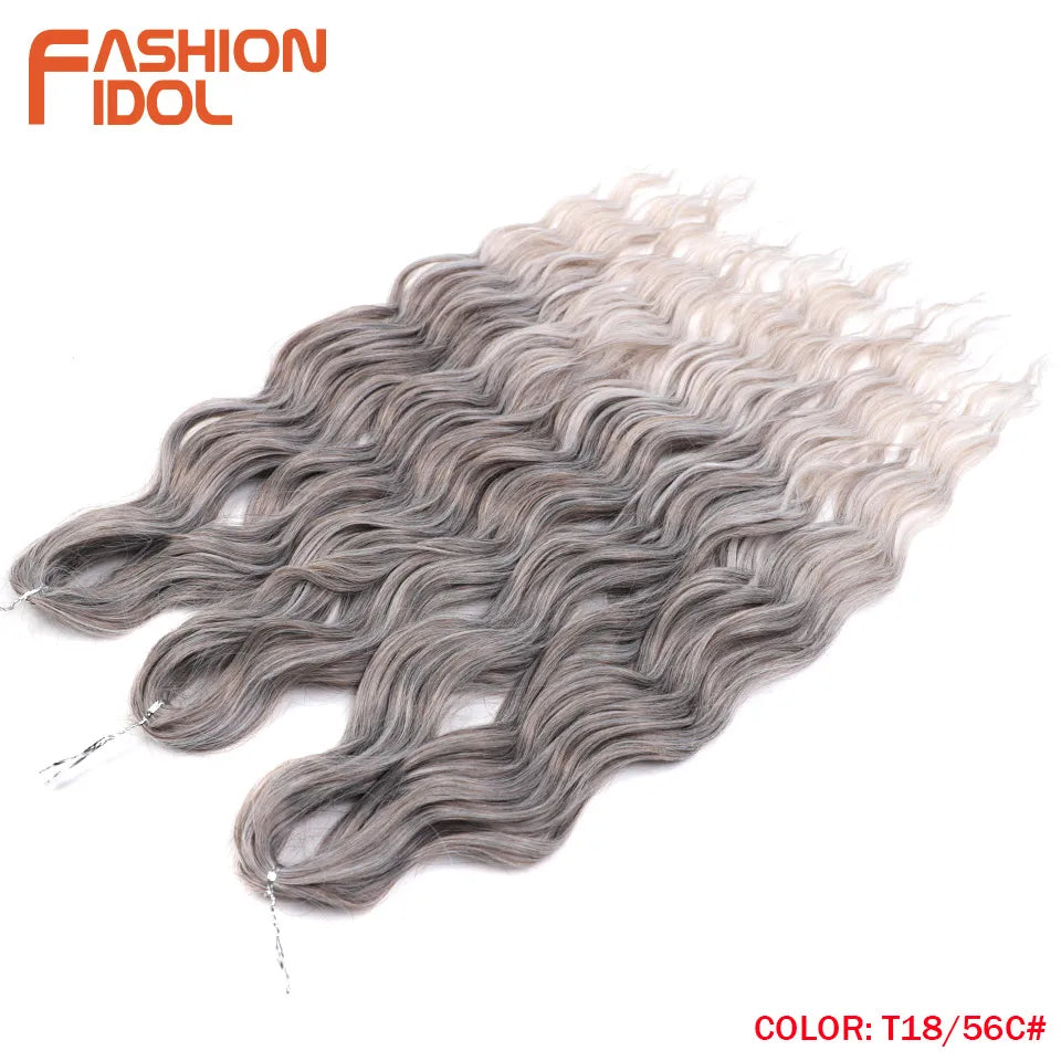 Anna Hair Extensions synthétiques de tresses Loose Deep Wave 24 pouces, cheveux tressés ondulés, cheveux bouclés torsadés au crochet Ombré Blond
