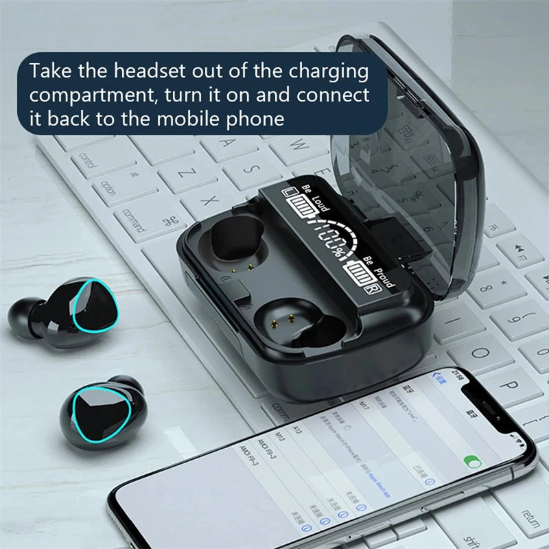 Original Wireless Bluetooth Headset Bluetooth Headphones with Mic Earbuds Charger Box LED Display Fone M10 Earphones