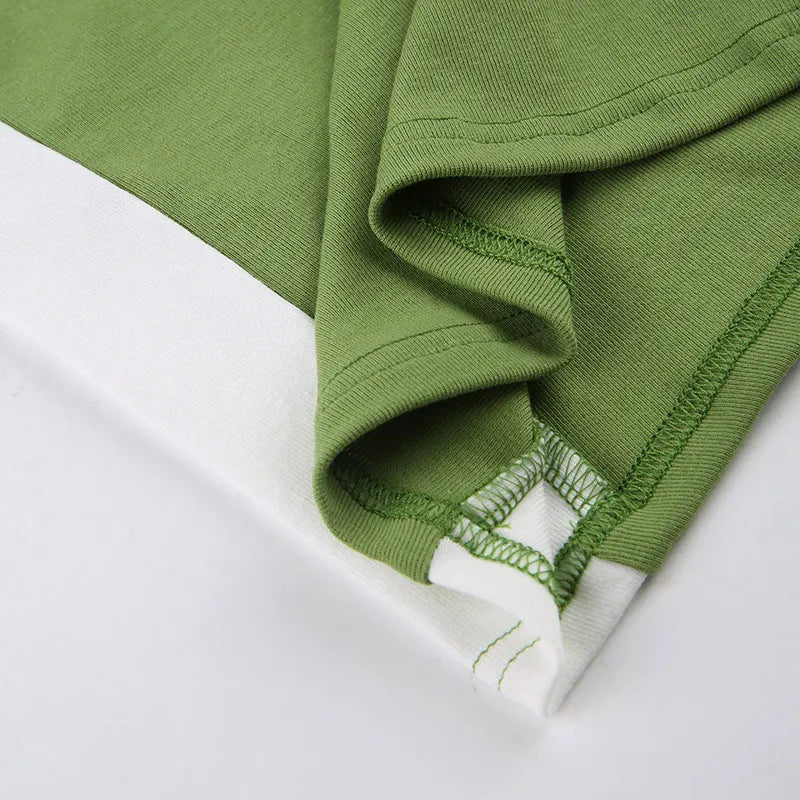 Débardeurs courts en maille sans manches Vert Sexy Basique Patchwork Été 2023 Casual Cami Dos nu Y2k Vintage Débardeur Femme