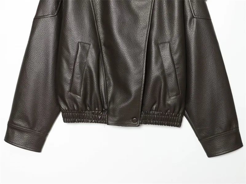 Women's Faux leather Jacket New Fashion Long Sleeve Versatile Jacket Personality Chic Women Coat Autumn Winter Ladies Outerwear