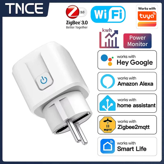 TNCE TUYA Smart Plug WiFi or Zigbee3.0 Socket EU 16A/20A Power Monitor Timing Function Voice Control Work With Alexa Google Home - Shoppiline