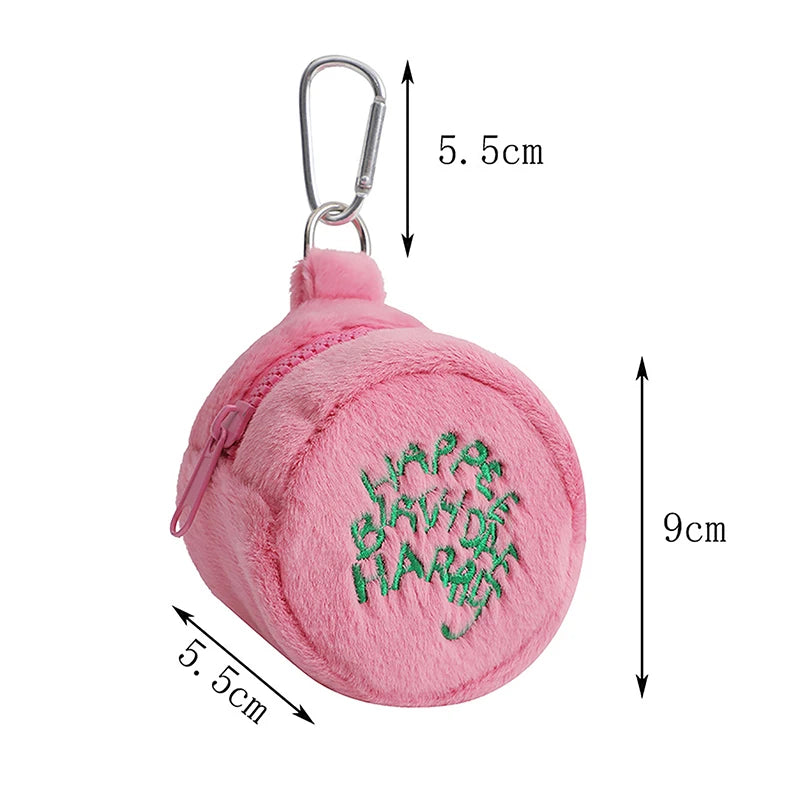 Rosa Mini-Münz-Täschchen Kopfhörerkabel-Aufbewahrungstasche Kawaii Flecken Süße Plüsch-Harries Tragbare Geldbörse Münzbeutel Kuchen-Tasche