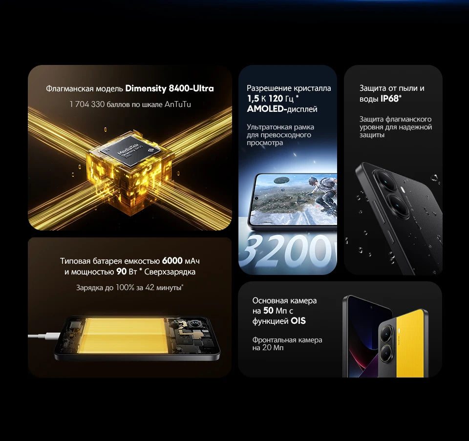 【World Premiere】POCO X7 Pro Global Version Smartphone 256GB / 512GB Dimensity 8400-Ultra 90W Charge 6000mAh battery IP68 NFC 5G - Shoppiline