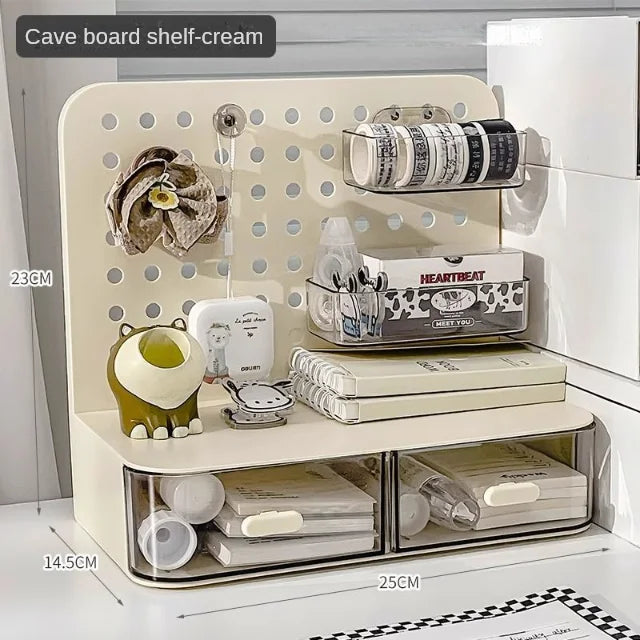1 Pcs Desktop Perforated Board Storage Box Stationery Sorting Rack Desk Office Cosmetics Storage Rack Pen Holder - Shoppiline