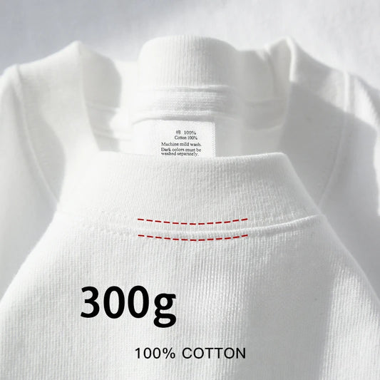 300g Cotton T Shirts Men Short Sleeved Heavyweight Summer Round Neck Loose Breathable Shirt for Men Women Basic Tee