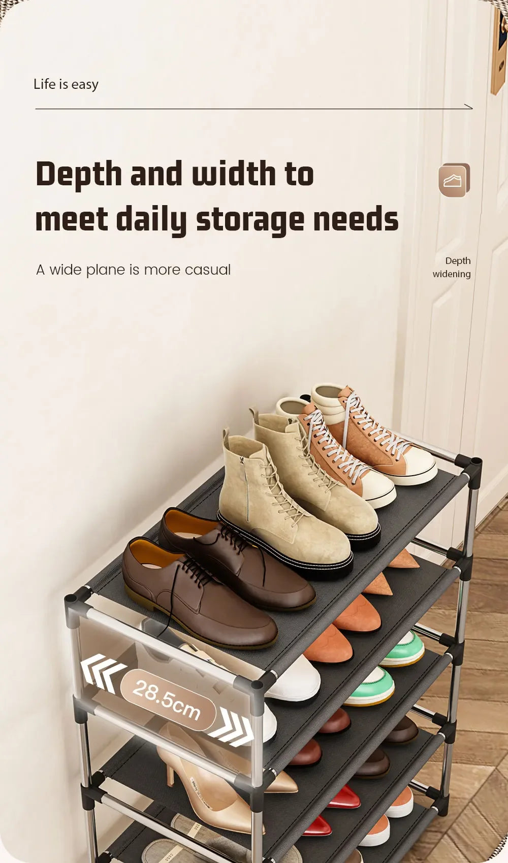 Stylisches Schuhregal Metall Einfaches Schuhregal Schuh-Organizer Ständer Halter Platzsparendes schwarzes Schuhregal für Wohnzimmer
