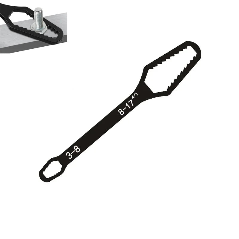 1pc Universal Double Ended Wrench, Self-Tightening 3-17mm Screw Nuts Repair Wrench, Double-Headed Ratchet Spanner, Adjustable