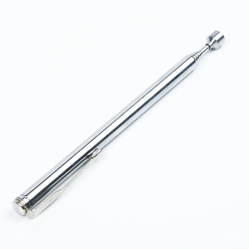 Extendable Pickup Rod Stick Portable Rotatable Silver Magnetic Pickup with Retractable Pen Clip Magnet Suction Rod Hand Tools