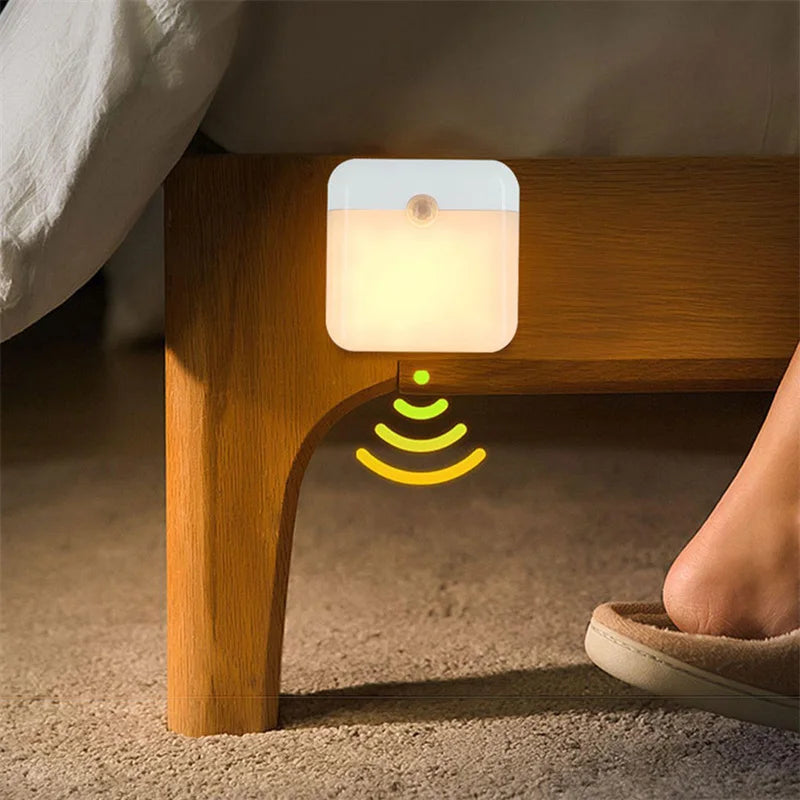 Motion Sensor Light Led Usb TYPE-C Charging Square Lamp for Bedroom Kitchen Stair Hallway Wardrobe Cupboard Lighting Night Light