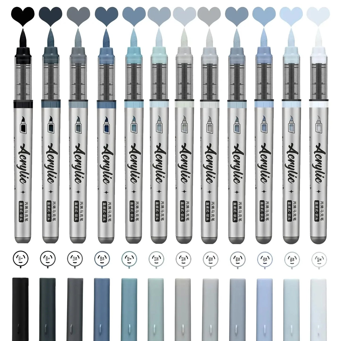 ZEEJOY 120/12/1 Colors Direct Liquid Acrylic Marker Pens Waterproof Pen Soft Brush Nib for Manga School Art Supplies Stationery