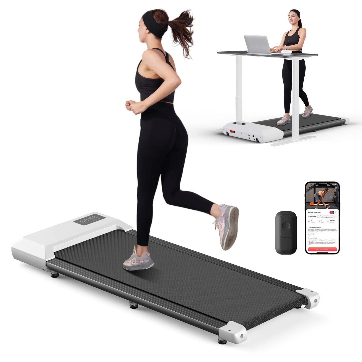 300lbs Treadmill for Home 2.5HP Treadmills Walking Pad LCD Digital Data Display 2in1 Walking Running Fitness Exercise Machine - Shoppiline