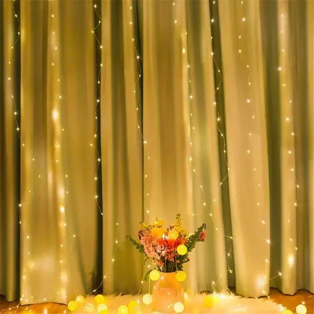 Remote Control USB Fairy Lights 3M LED Curtain String Lights for Christmas Home Bedroom Decor Festive Party New Year Wedding