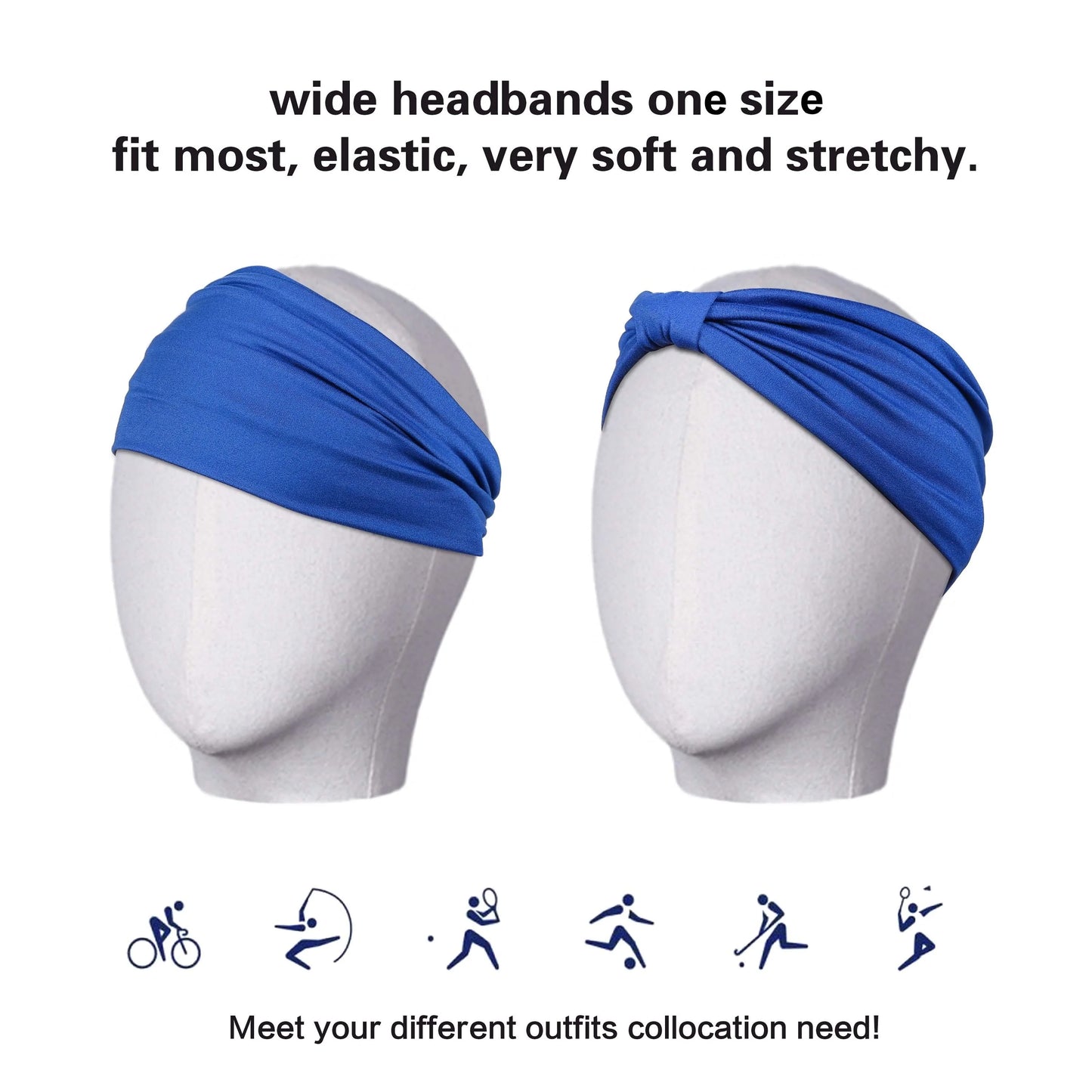 Bandeaux larges pour femmes, antidérapants, doux, élastiques, pour yoga, course, sport, entraînement, gym, turbans, bandanas