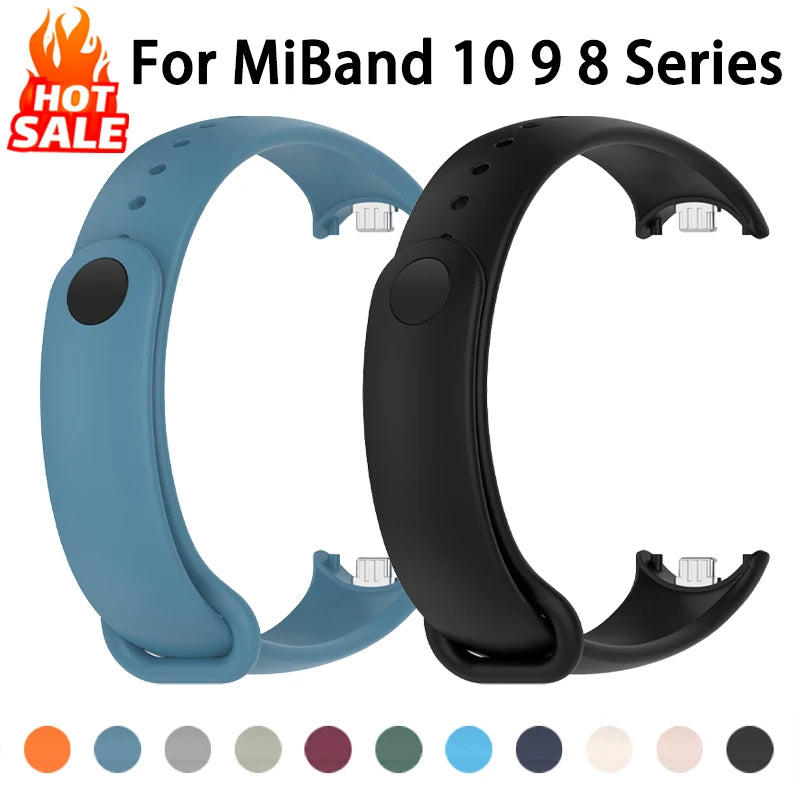 Bracelet en silicone pour Xiaomi Mi Band 10 9 8 Bracelet NFC Sport en caoutchouc pulseira Correas Accessoires Xiaomi Smart Band 10 9 8