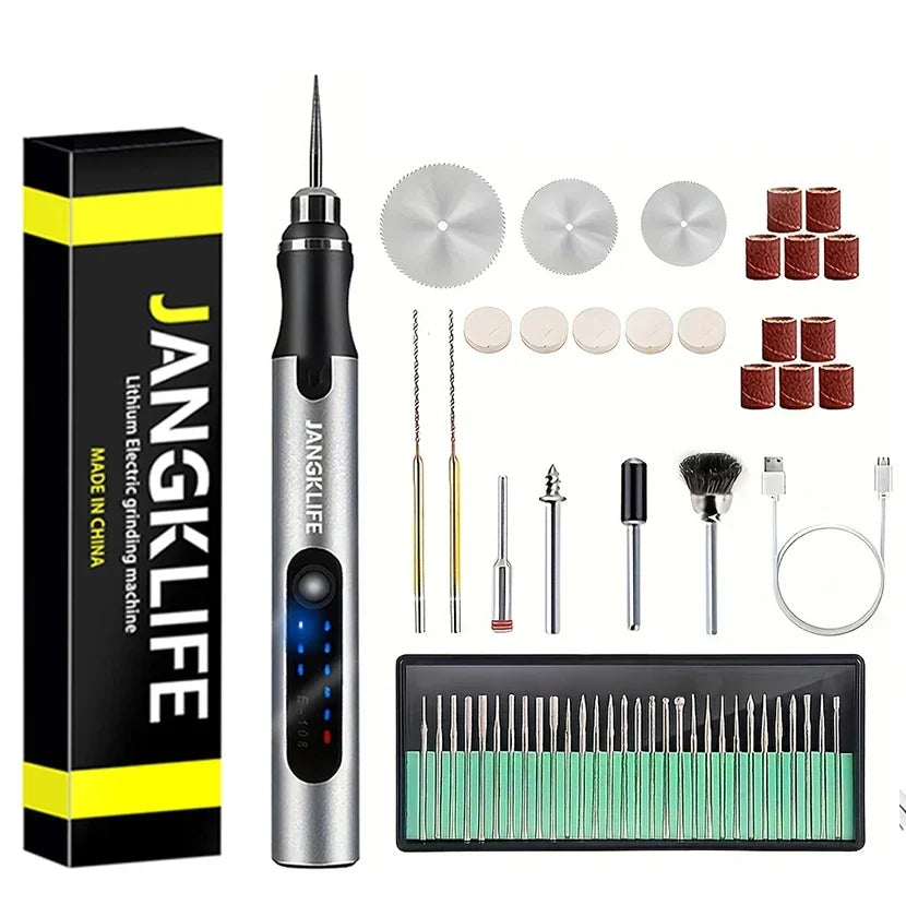 JANGKLIFE USB Cordless Rotary Tool Kit Woodworking Engraving Pen DIY Crafts Engraving Cordless Drill - Shoppiline