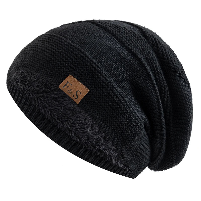 Soft Faux Fur Lined Beanie Hat Slouchy Winter Knit Cap Uses for Men Women Casual Outdoor Activities