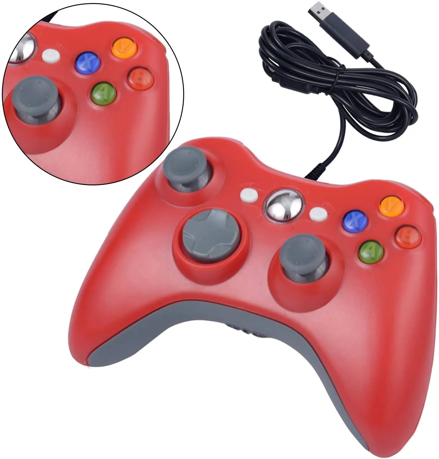 Wired Game Controller for Xbox 360 with Dual-Vibration,Compatible with Xbox 360/360 Slim&PC Windows 7,8,10,11