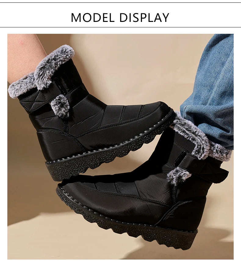 Winter Women Boots Waterproof Snow Boots Plus Size Casual Platform Ankel Boots Warm Fur Women Shoes Antislip Fashion Cotton Shoe