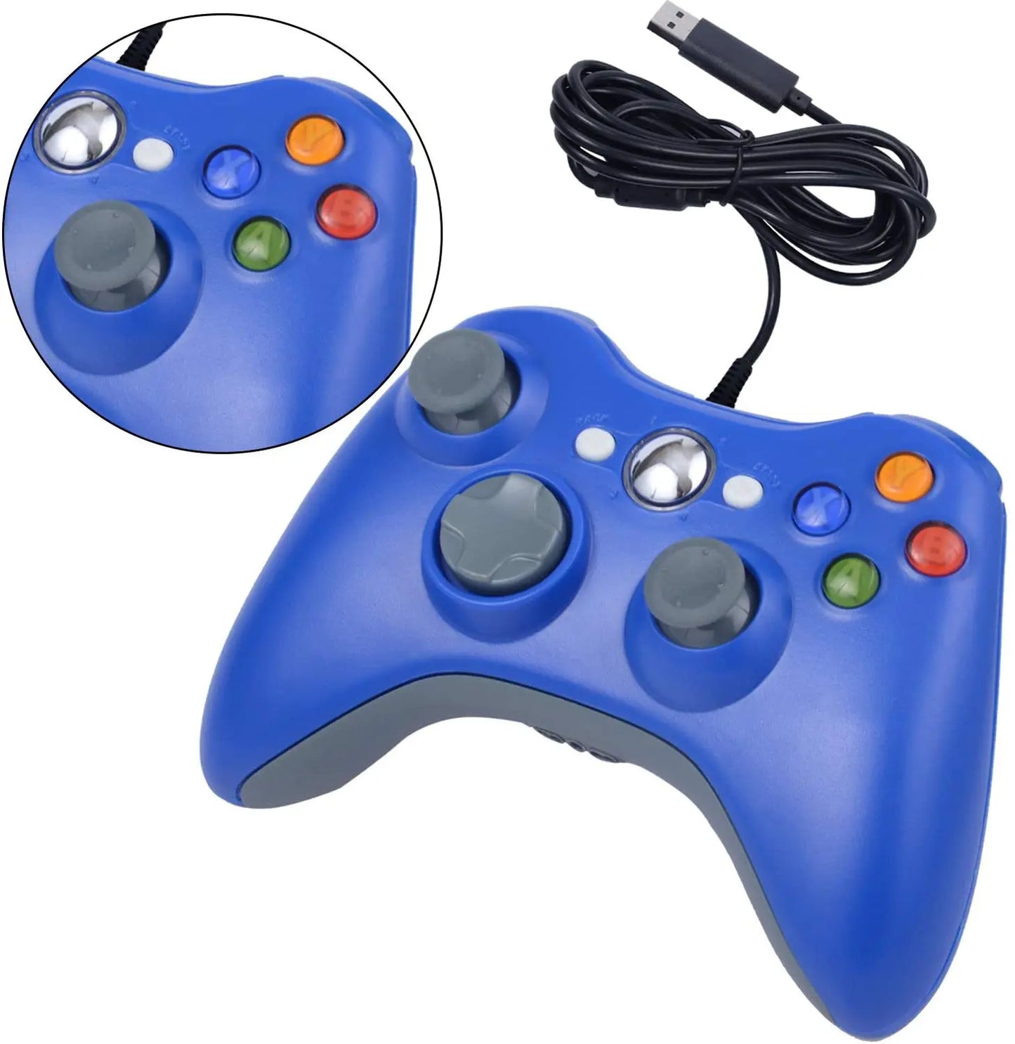 Wired Game Controller for Xbox 360 with Dual-Vibration,Compatible with Xbox 360/360 Slim&PC Windows 7,8,10,11