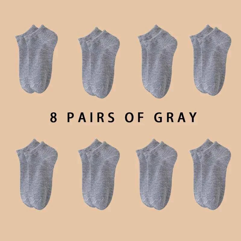 3/5/8 Pairs Women/Men Boat Socks Invisible Low Cut Silicone Non-slip Summer No-show Ankle Socks Solid Color Casual Breathable