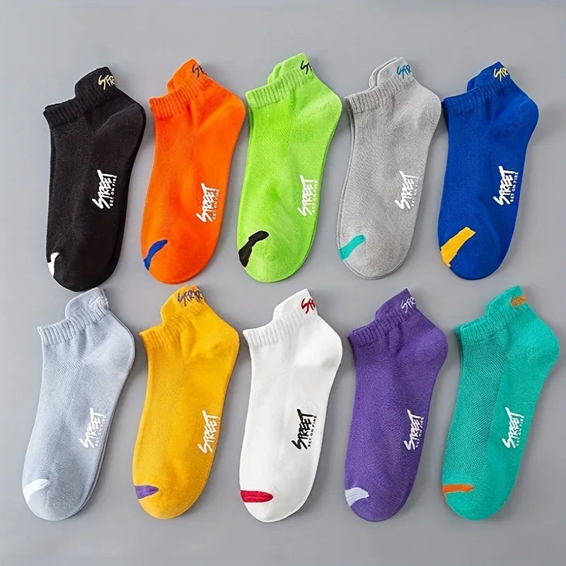 5/10/20/30pairs Simple Stripe Pattern Liner Anklets Socks Comfy Breathable Soft Sweat Absorbent Socks For Men's Outdoor Wearing