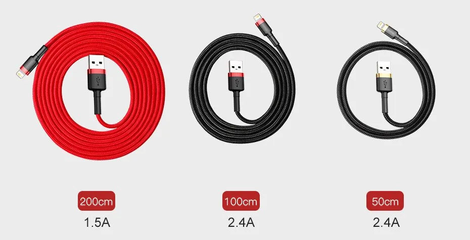 Baseus USB Cable for iPhone 14 13 Pro Max Fast Charging USB Cable for iPhone 12 Mini Pro Max Data USB 2.4A Cable