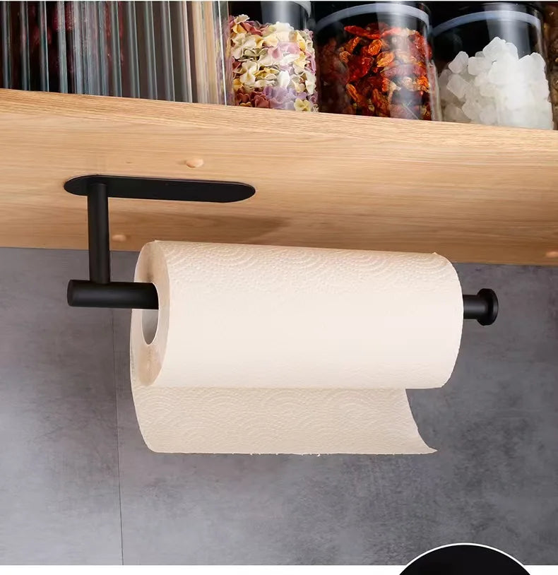 Kitchen Paper Towel Holder Adhesive Tissue Hanger Toilet Roll Paper Dispenser Cabinet Storage Napkin Rack Bathroom Accessories - Shoppiline