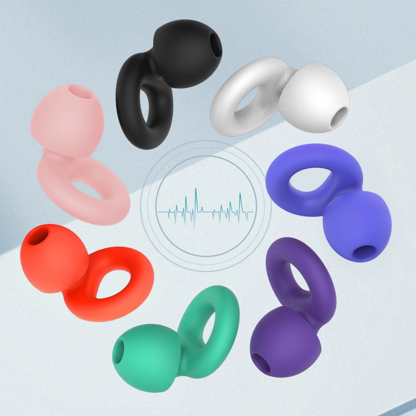 Plugs for Sleep,Swim, Work– Super Soft Silicone Ear Reusable Hearing Protection for Noise Reduction 8 Ear Tips in XS/S/M/L