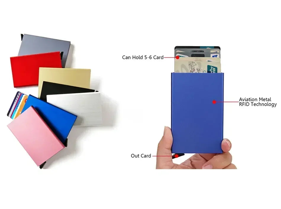 Small and Practical Pop Up Minimalist Smart Wallet Thin Slim RFID Credit Card Holder for Men Women Metal Purse Mini Wallets